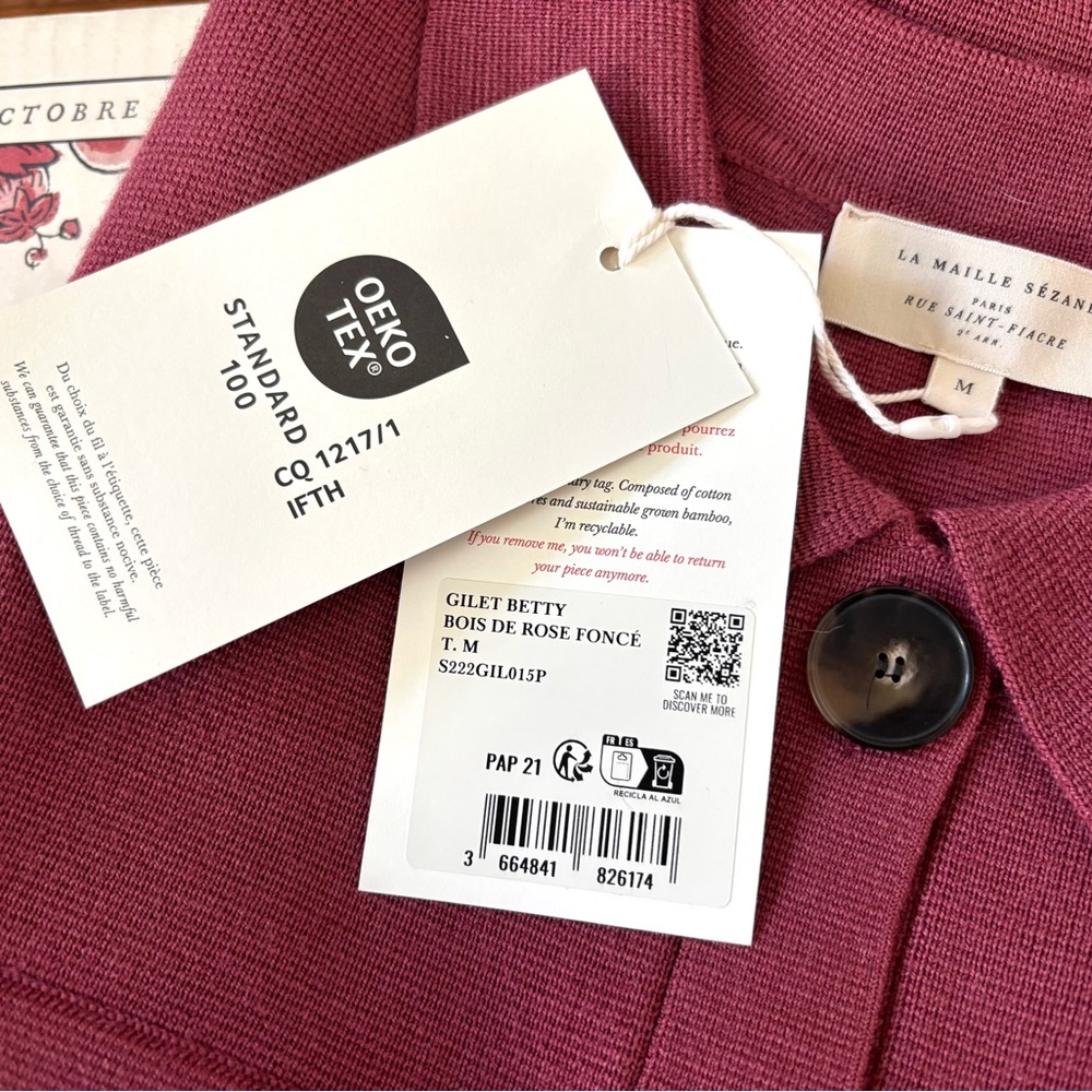 NWT Sézane Betty Cardigan Rosewood - Picture 6 of 10